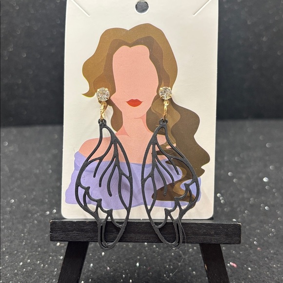Black Wing Earrings - Picture 3 of 4